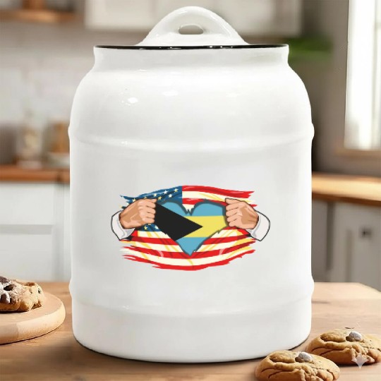 Bahamian Who Live in America Bahamas Flag Ceramic Cookie Jars