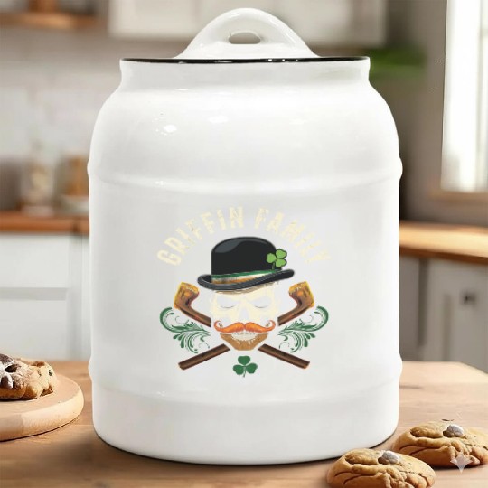 Griffin Family Irish Skull with Shillelagh and Ceramic Cookie Jars