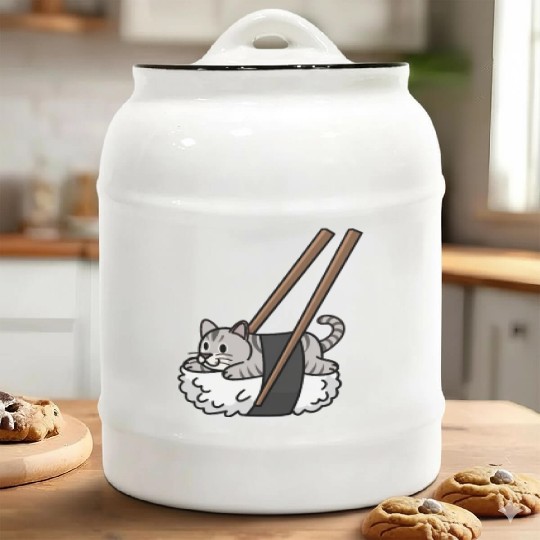 American Shorthair Cat Nigiri Sushi Ceramic Cookie Jars