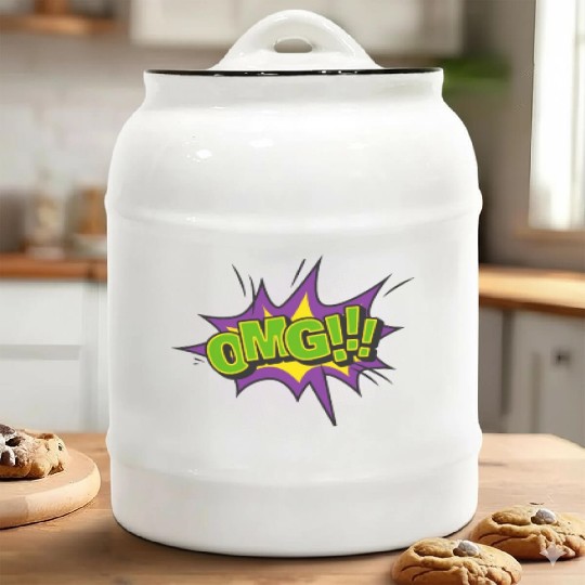 Comic Style OMG Expression Design Ceramic Cookie Jars
