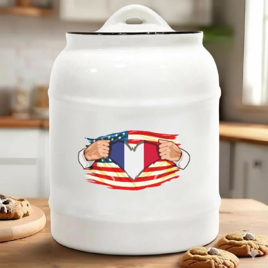 French Who Live in America France Flag Ceramic Cookie Jars