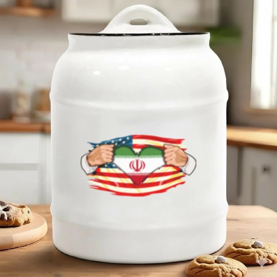 Persians Who Live in America Iran Flag Ceramic Cookie Jars