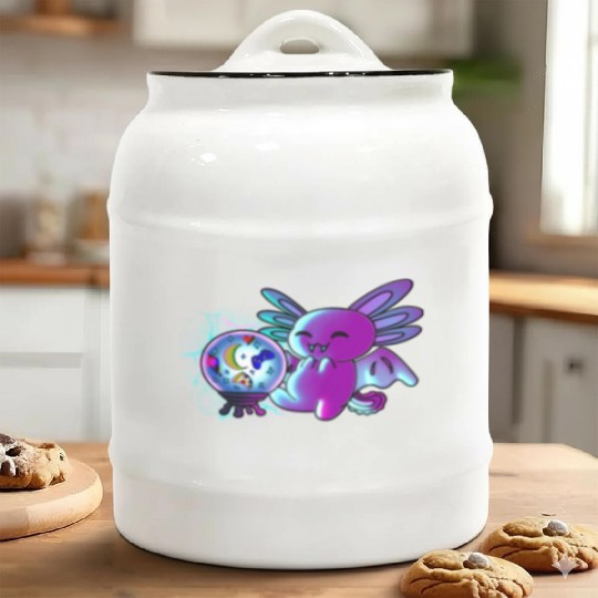 Axolotl Vampire Crystal Ball Ceramic Cookie Jars