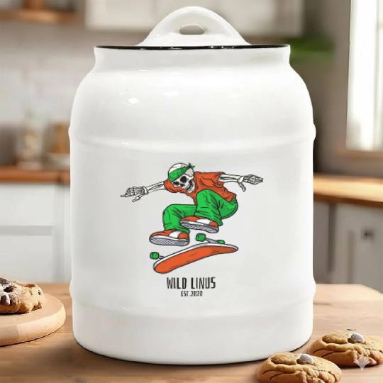 Skating Skull by Wild Linus Germany Ceramic Cookie Jars