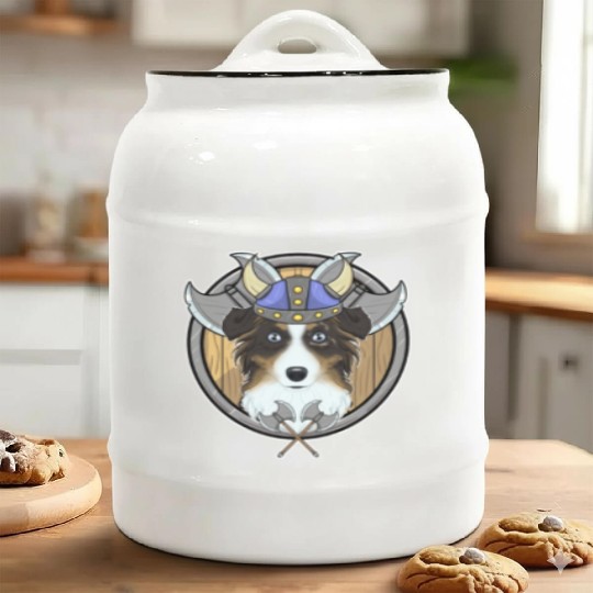 Australian Shepherd I Valhalla I Viking Ceramic Cookie Jars