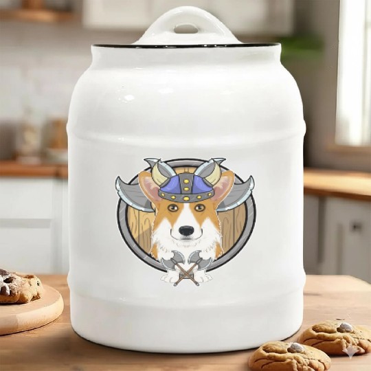 Welsh Corgi I Valhalla I Viking Ceramic Cookie Jars