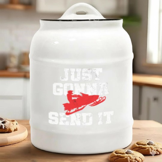 Snowmobile Just Gonna Send It Funny Freestyle Moto Ceramic Cookie Jars
