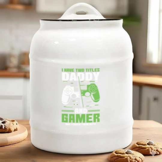 Two Titles Daddy Gamer Video Game Lover Gaming Ceramic Cookie Jars