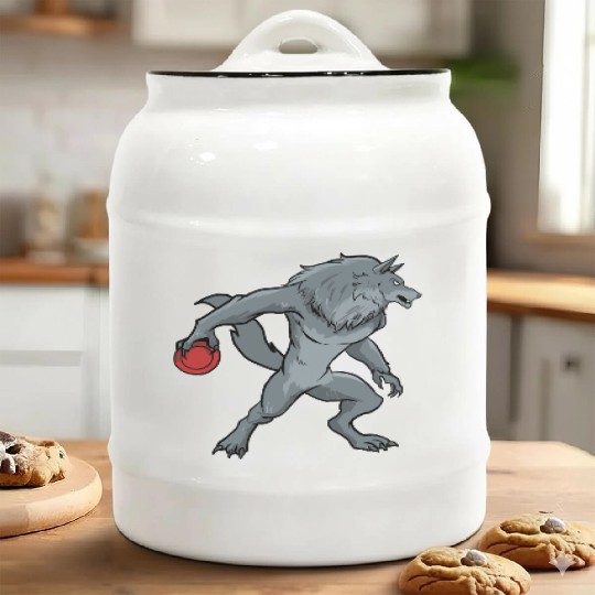 Disc Golf Werewolf Ceramic Cookie Jars