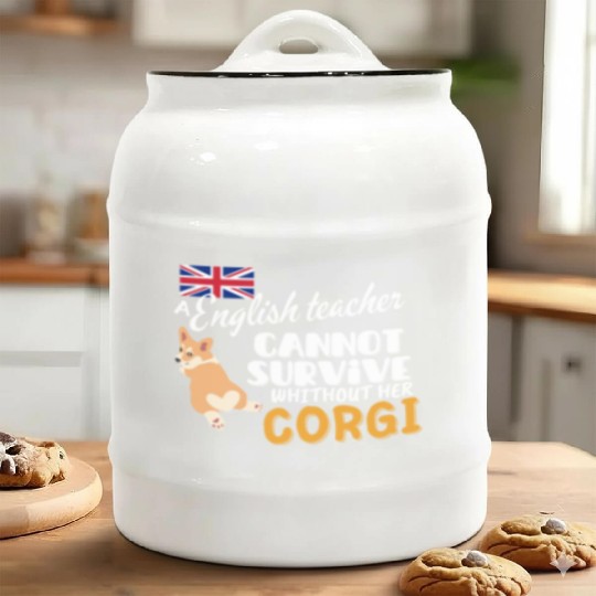 English teacher gift idea for women dog Corgi Ceramic Cookie Jars