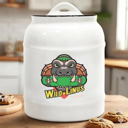 Skating Crocodile by Wild Linus Germany Ceramic Cookie Jars