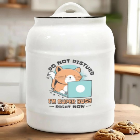 Working Busy Cat Employee Cat Owner Worker Ceramic Cookie Jars