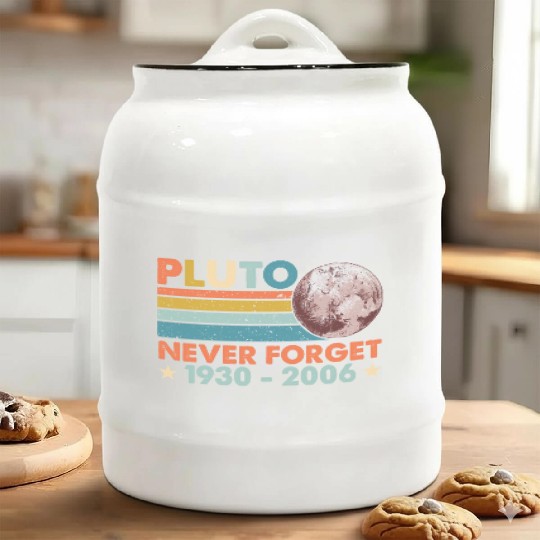 Pluto Never Forget Astronomy Space Science Nerd Ceramic Cookie Jars