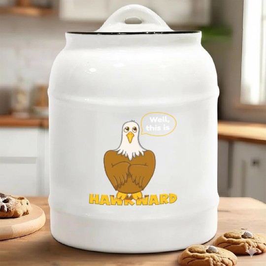 Hawk Word Pun for Animal Lovers Ceramic Cookie Jars