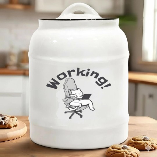 Working Cat Busy Cat Owner Professional Worker Ceramic Cookie Jars