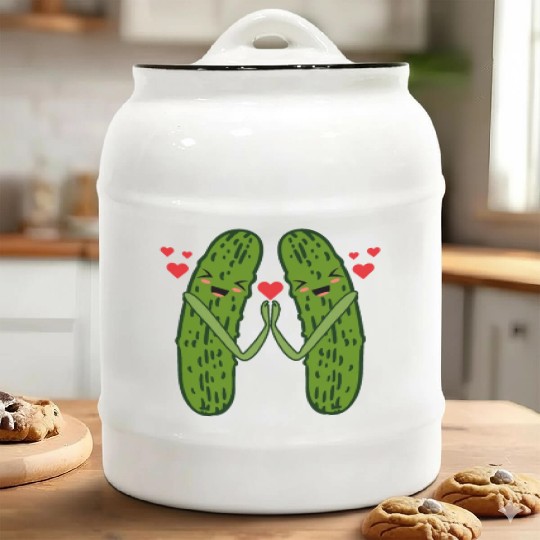 Sweet Couple Pickle Ceramic Cookie Jars