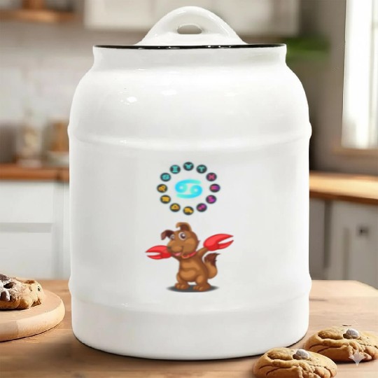 Funny Dog Lover Horoscope Cancer Zodiac Sign Cool Ceramic Cookie Jars