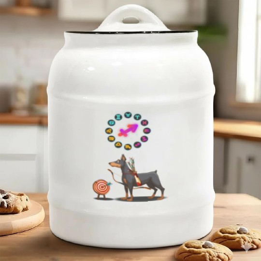 Funny Dog Lover Horoscope Sagittarius Zodiac Sign Ceramic Cookie Jars