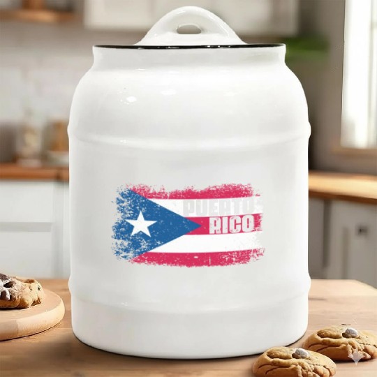 Puerto Rico Flag Ceramic Cookie Jars