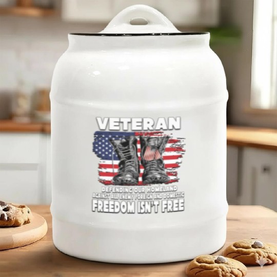 VETERAN PROTECTING AT HOME FREEDOM ISNT FREE Ceramic Cookie Jars