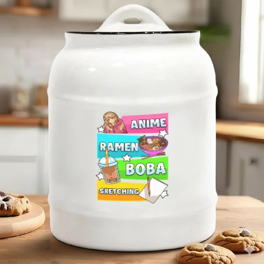 Anime Ramen Te Boba And Drawings Manga Japan Ceramic Cookie Jars