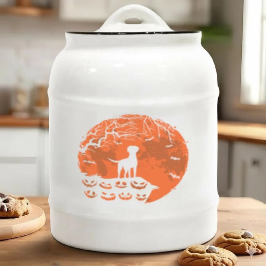 Rhodesian Ridgeback And Moon Halloween Funny Dog Ceramic Cookie Jars