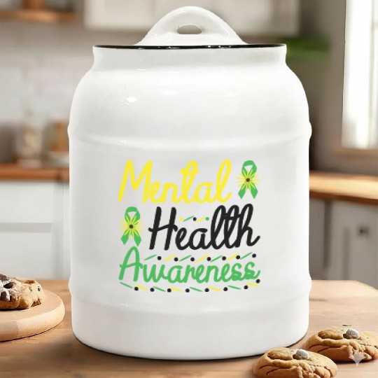 Mental Health Awareness Educating about Mental Ceramic Cookie Jars