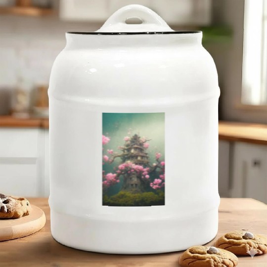 Underwater Sakura Temple Ceramic Cookie Jars