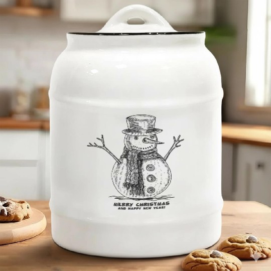 Snowman Merry Christmas Ceramic Cookie Jars