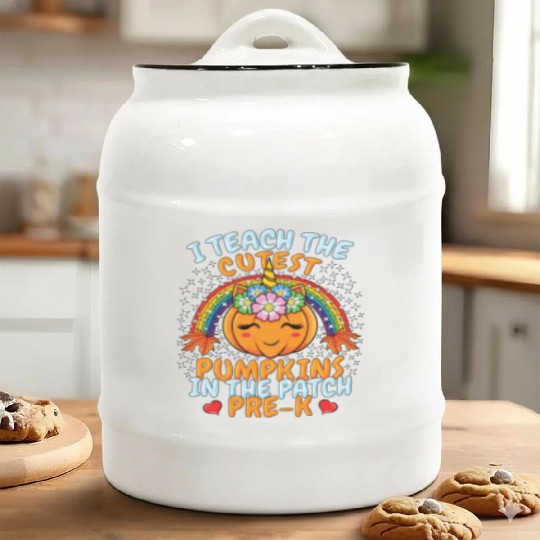 I Teach Cutest Pumpkins Patch Pre K Teacher Ceramic Cookie Jars