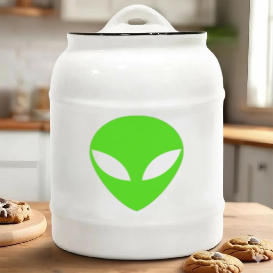 Green Alien Head Ceramic Cookie Jars