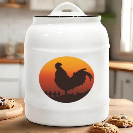 Chickens Rooster Farmer Fowl Hen Cockerel Chick Ceramic Cookie Jars