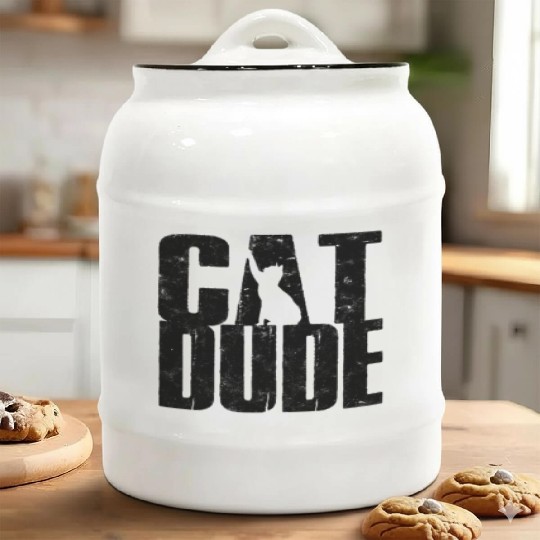 Cat Dude - cat owner Ceramic Cookie Jars