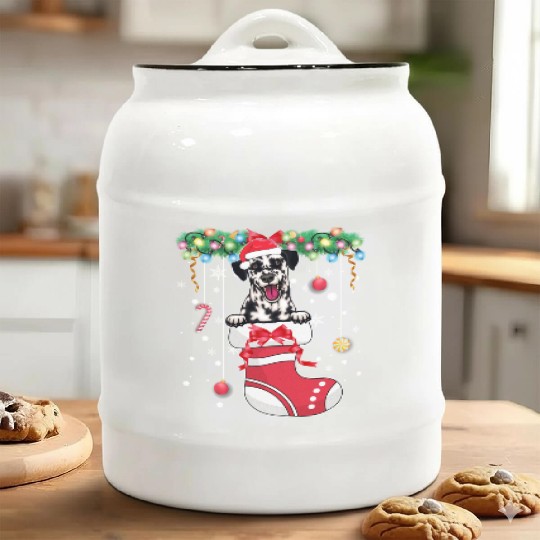 Dalmatian Dog Lover Christmas - Dog Christmas Stoc Ceramic Cookie Jars