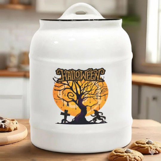 The tree of blood that calls werewolf on a night Ceramic Cookie Jars