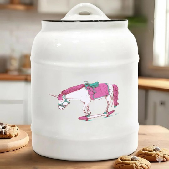 Unicorn on a Skateboard Ceramic Cookie Jars
