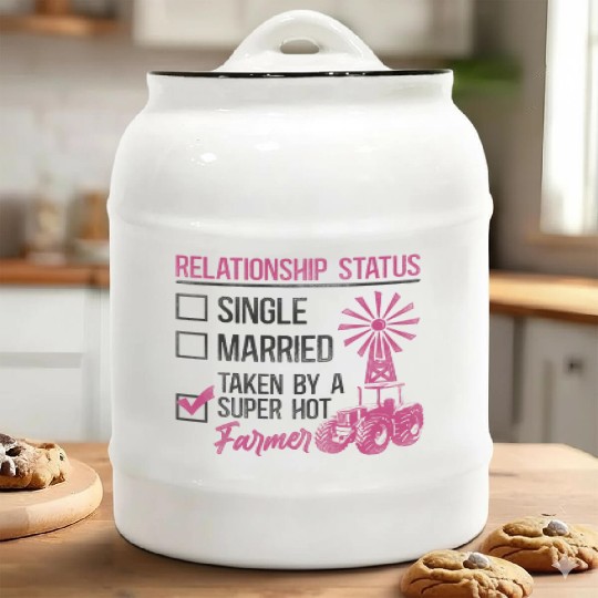 Farming Farmer Girl Girlfriend Ceramic Cookie Jars