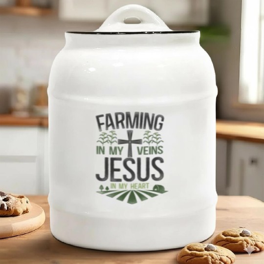 Farming Farmer Faith Christian Ceramic Cookie Jars