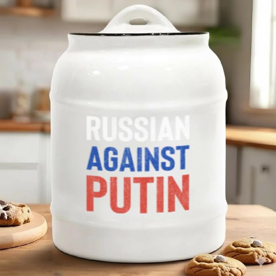 Russian against Putin russia flag grunge Ceramic Cookie Jars