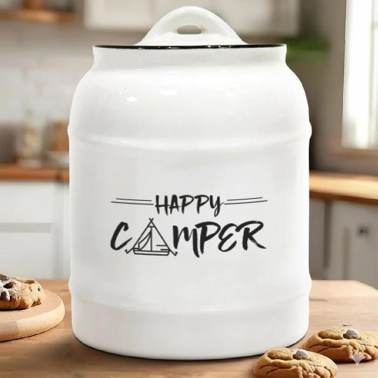 Camping Happy Camper Ceramic Cookie Jars
