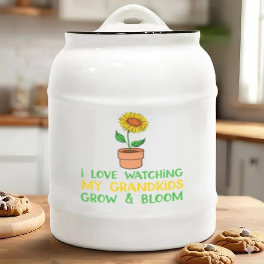 Womens I Love Watching My Grandkid Sunflower Ceramic Cookie Jars