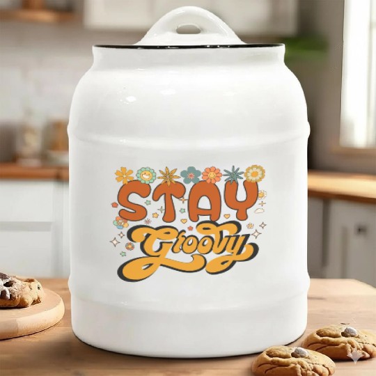 Retro stay groovy, Cute halloween , Thanksgiving Ceramic Cookie Jars