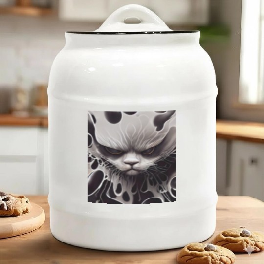 Angry Cat Ceramic Cookie Jars