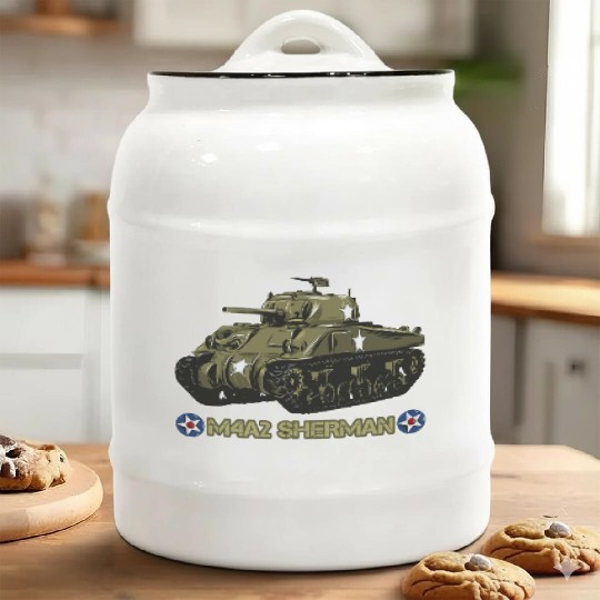 World War 2 American Tank M4A2 Sherman Ceramic Cookie Jars