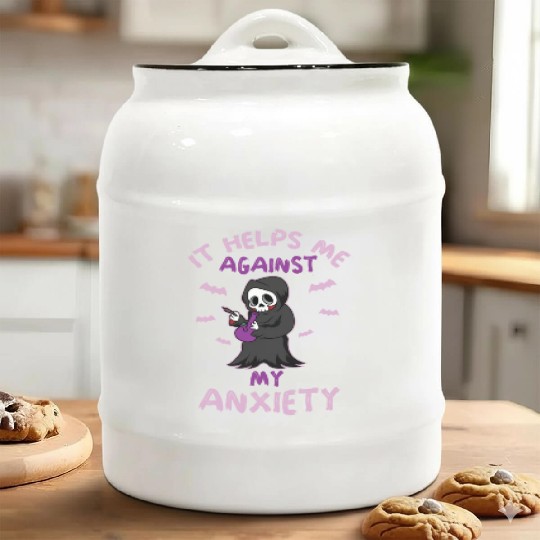 Against My Anxiety Smoking Marijuana Weed Ceramic Cookie Jars