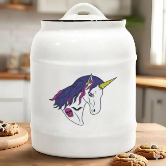 Goth Unicorn Zombie Gothic Occult Halloween Ceramic Cookie Jars
