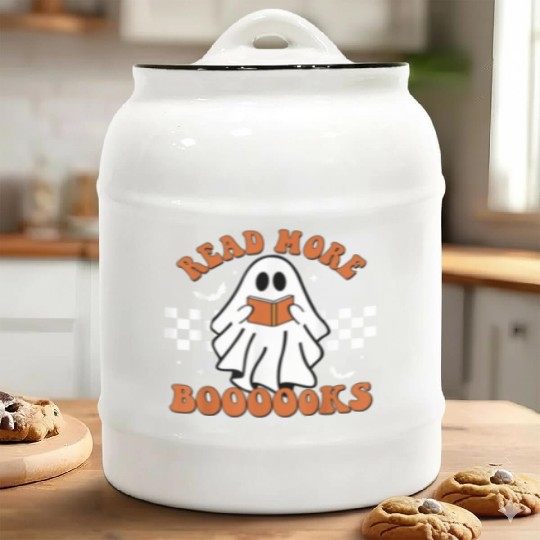 Cute Booooks Ghost Read More Books Funny Teacher Ceramic Cookie Jars
