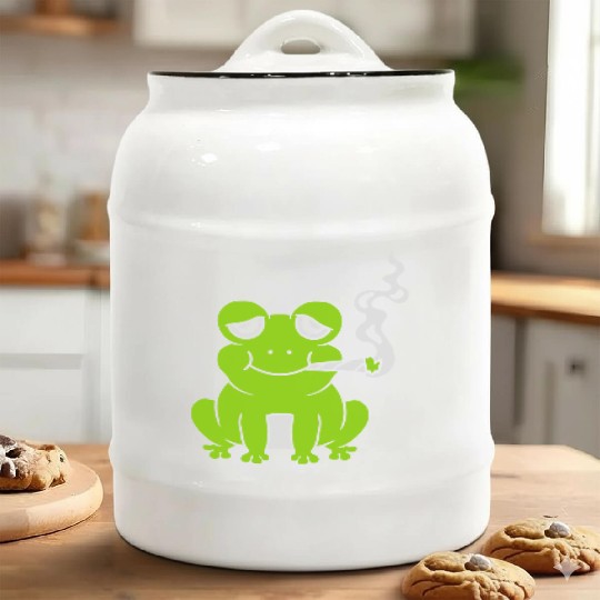 weed joint frog stoned Ceramic Cookie Jars