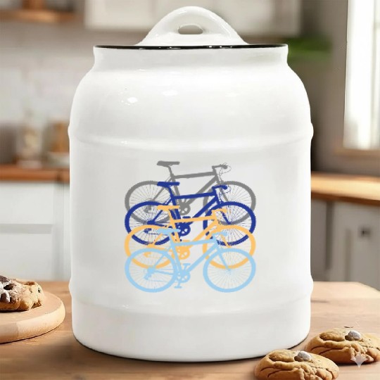 Four Bicycles Together. Bicycle Lovers Cycling. Ceramic Cookie Jars