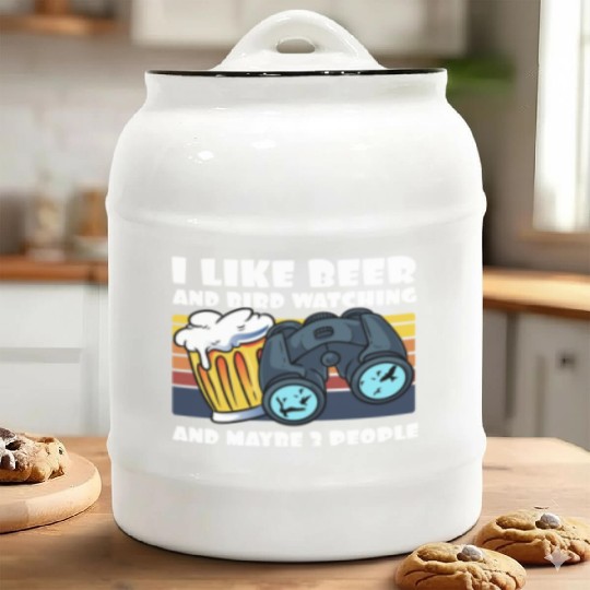Birdwatching I Like Beer Binoculars Ornithologist Ceramic Cookie Jars
